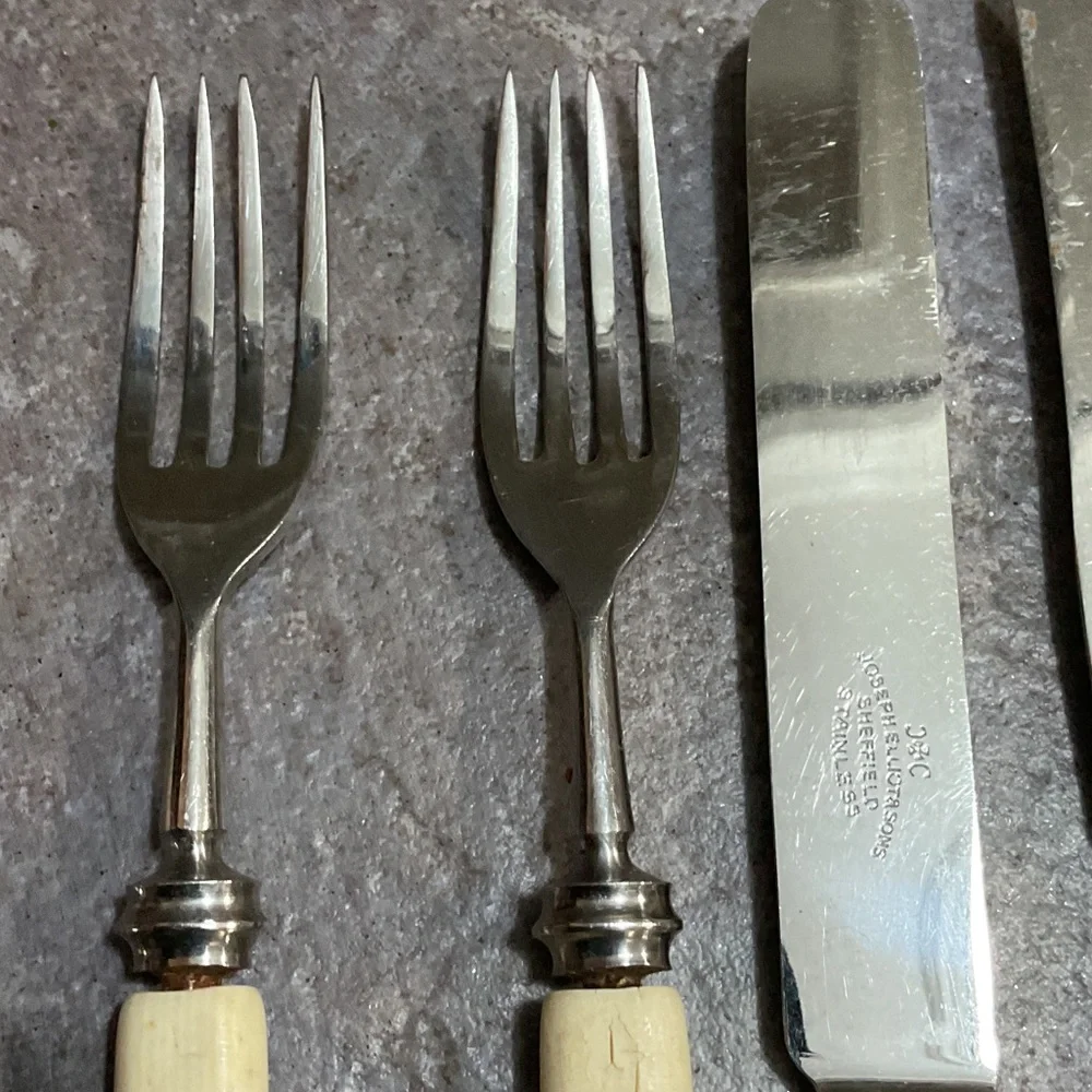 Vintage Cream and Yellow Cutlery Set